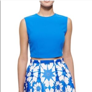 Alice + Olivia Blue Silky Crop Top